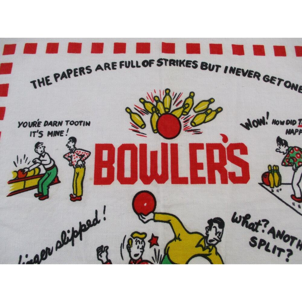 Bowler's Crying Towel Multicolor Cotton Retro Bowling Kitchen Tea Towel Humor - Picture 2 of 14